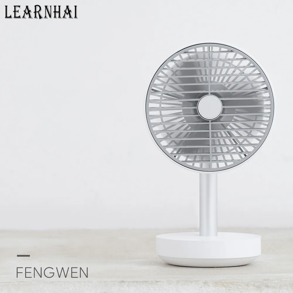 White LEARNHAI P20 4-Скорость Регулируемый небольшой настольный бесшумный вентилятор USB DC 5V В комплект входят 3 лезвия кулер с 4000 мА/ч, Перезаряжаемые литиевая батарея - Цвет: White