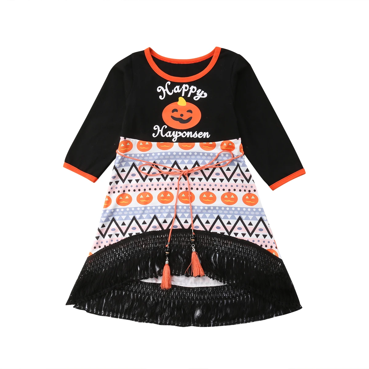 Emmababy Halloween Kids Baby Girl Pumpkin Party Tutu Dress Tassel Dresses Clothes Costume | Детская одежда и обувь