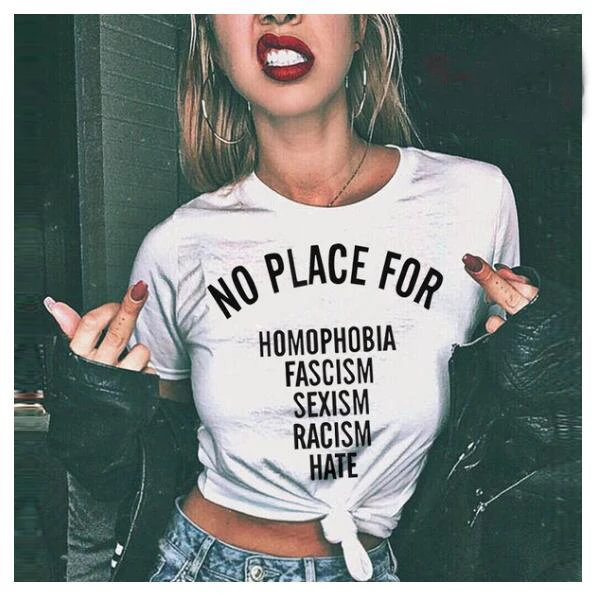 Нет места для гомофобии Tumblr футболка Hipster Модные топы с короткими рукавами и