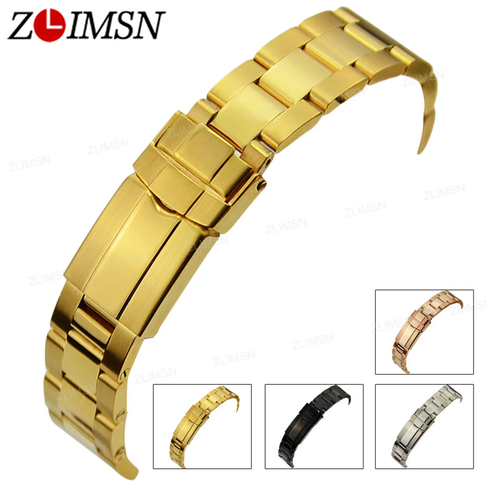 ZLIMSN Watch Strap 17mm 20mm Stainless Steel Watchband Curved End Bands Replacement Watches Accessories Relogio Masculino | Наручные часы