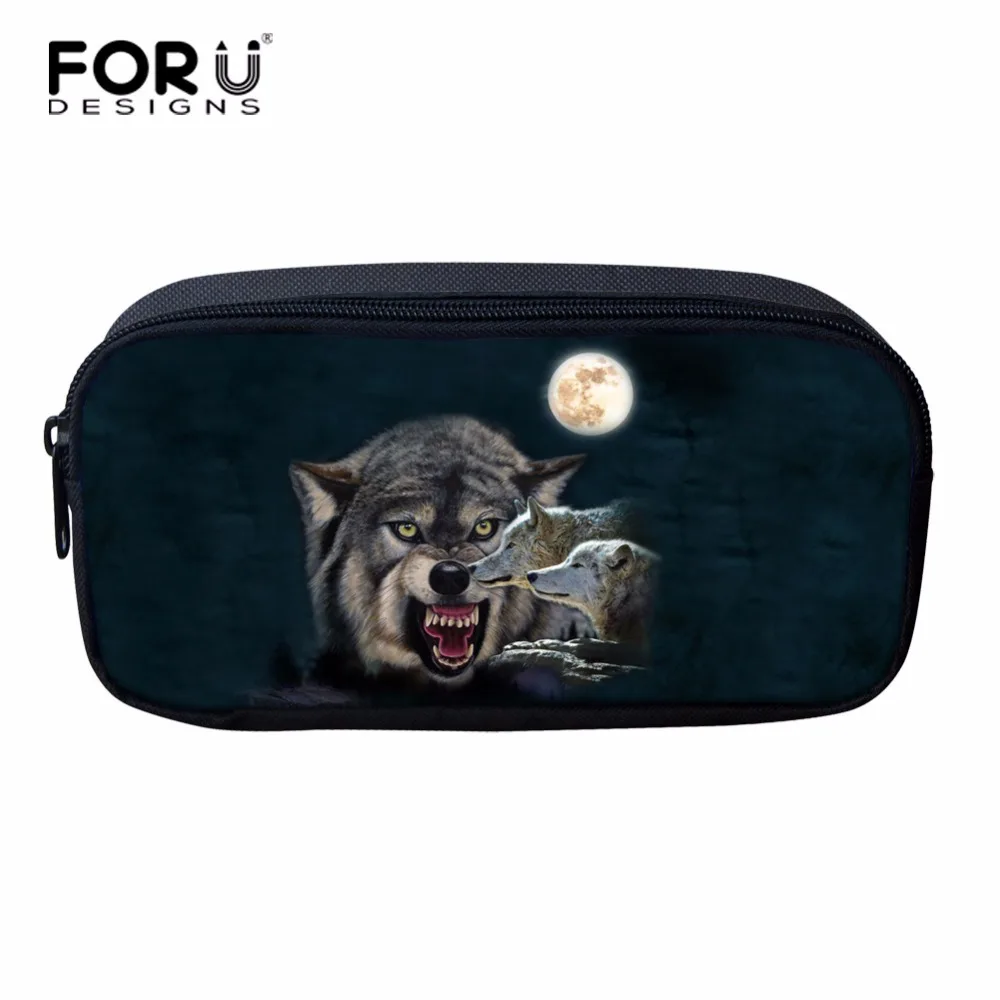 FORUDESIGNS/женская косметичка с 3d принтом волка женская сумка для макияжа Детская