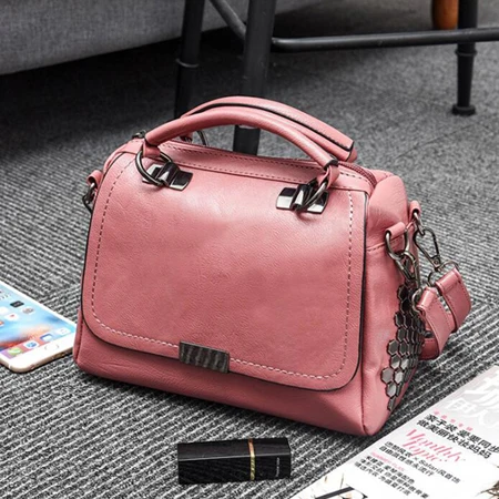 pink REPRCLA модные мягкие Сумки из искусственной кожи женская сумка на плечо высокое качество женские сумки через плечо с заклепками женская сумка - Цвет: pink
