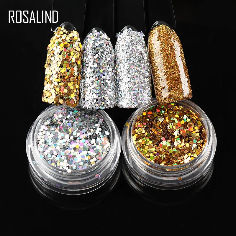 ROSALIND Nail блестящая голографическая порошок Волшебное зеркало Chrome пигментный гель