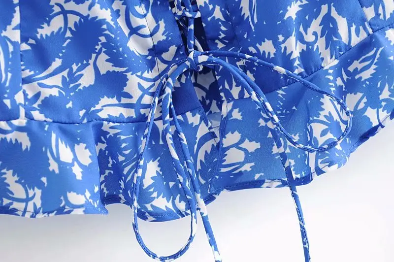 цветочный принт пляжный комбинезон Женская блузка на шнуровке шикарная сорочка