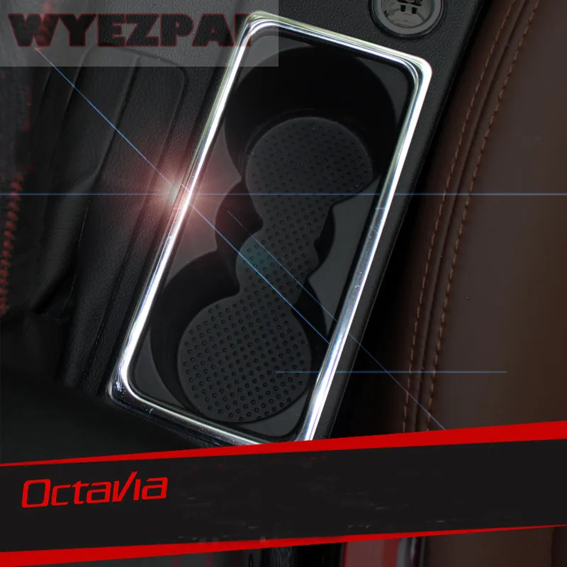 Нержавеющая сталь автомобильная рамка держателя стакана воды накладка наклейка для Skoda Octavia MK3 A7 2015|stickers