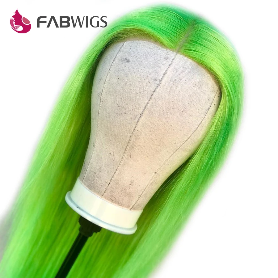 Fabwigs прозрачные кружевные передние парики с детскими волосами предварительно выщипанные Лайм ЗЕЛЕНЫЕ КРУЖЕВНЫЕ передние человеческие волосы парики бразильские волосы remy