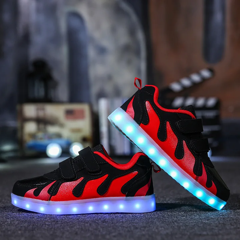 Yeafey/Размеры 28-37usb Зарядное устройство детей корзины LED Обувь с загорается