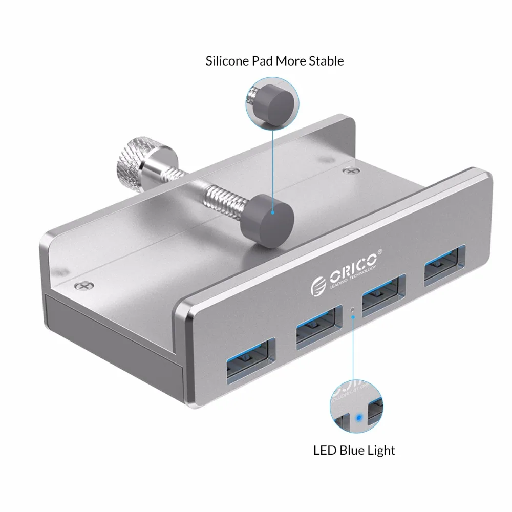 ORICO MH4PU Алюминий 4 Порты USB 3 0 Clip-тип хаб для рабочего ноутбука клип диапазон 10-32 мм