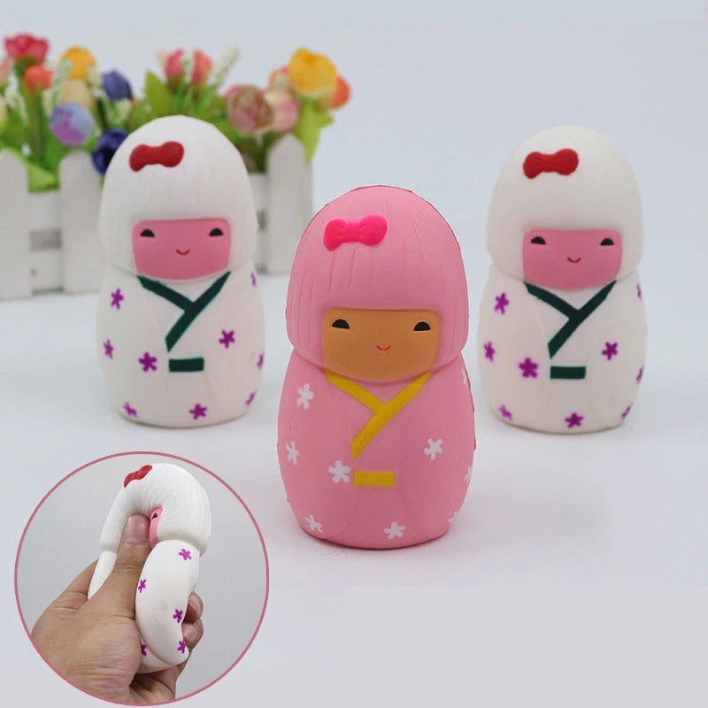 Squishy Kimono Girl Doll Slow Rising Soft Pinch Stress Relief Kid Toy Phone Charm Squeeze Toy Japanese Squishy