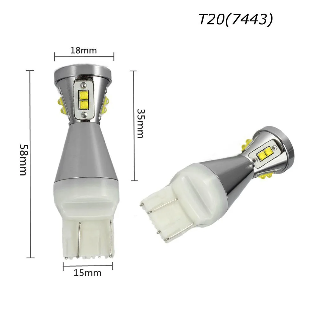 2 шт. 48 Вт T20 W21/5 Вт 7443 7440 W21W CREEXBD 9MD светодиодный автомобильный тормозной светильник белый красный желтый DC 12 В 24 В 840LM Canbus Поворотная лампа заднего хода