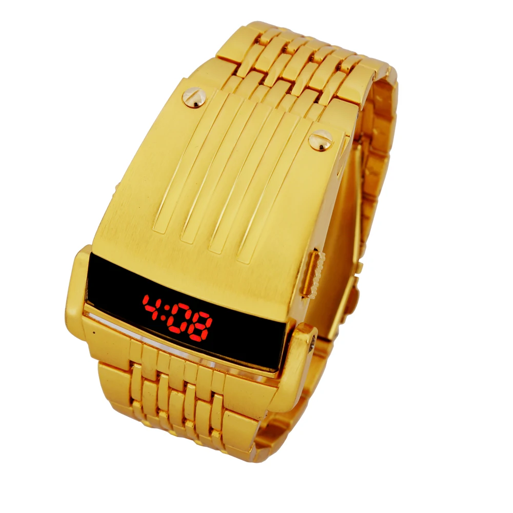 2017 новый мужской часы Стали Синий Красный Цифровой СВЕТОДИОДНЫЙ роскошные