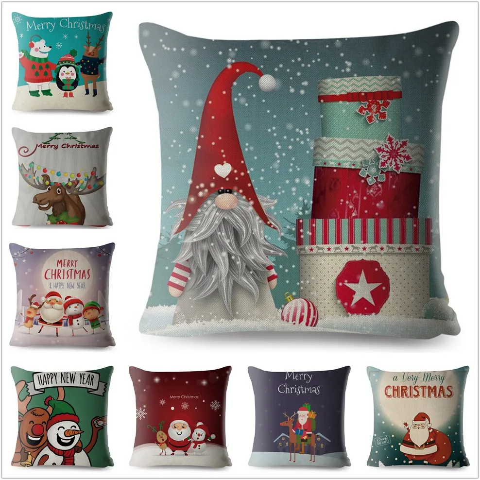 Фото Счастливого Рождества Санта Клаус бросок наволочка 45*45 см площадь диван декор Счастливого Рождества Санта Клаус бросок наволочка 45*45 см площадь диван декор