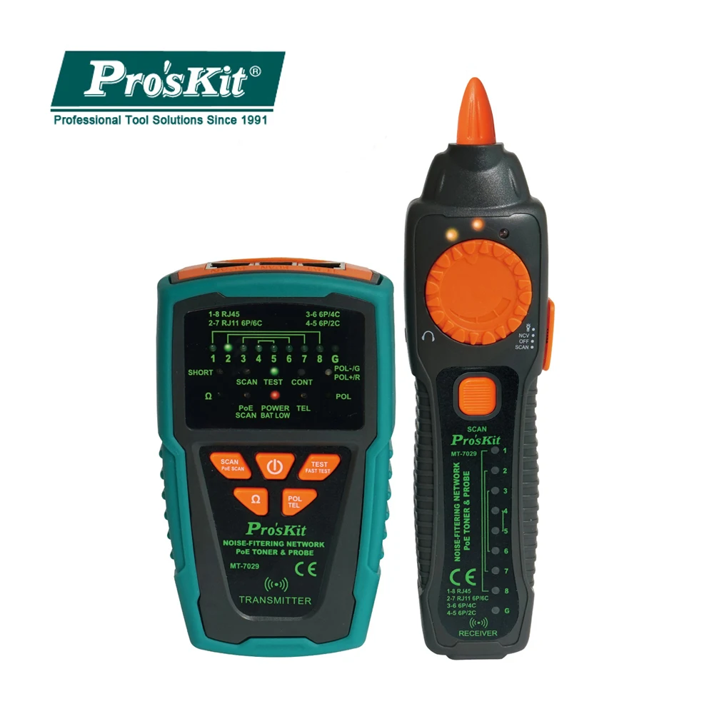 Pro'skit MT-7029-C тестер сетевого кабеля с функцией защиты от помех аудио сети POE для