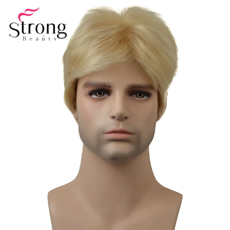 StrongBeauty светлые короткие стриженные полный синтетический парик для мужчин мужские волосы ворсистые реалистичные парики выбор цвета