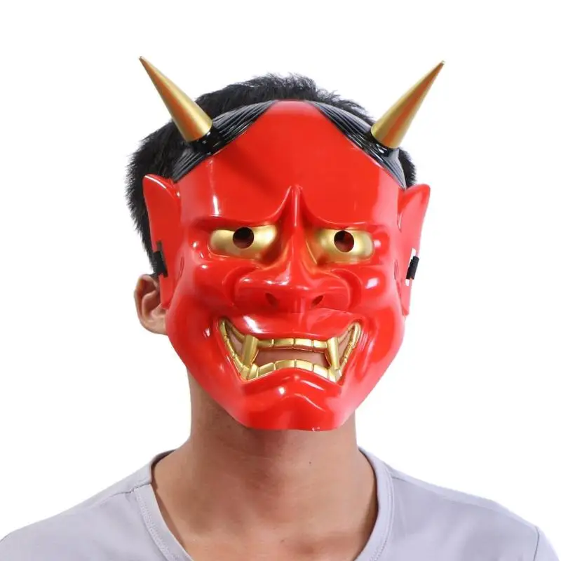 ПВХ японский Hannya Noh Хэллоуин косплей маска ужасов полная для лица вечеринки