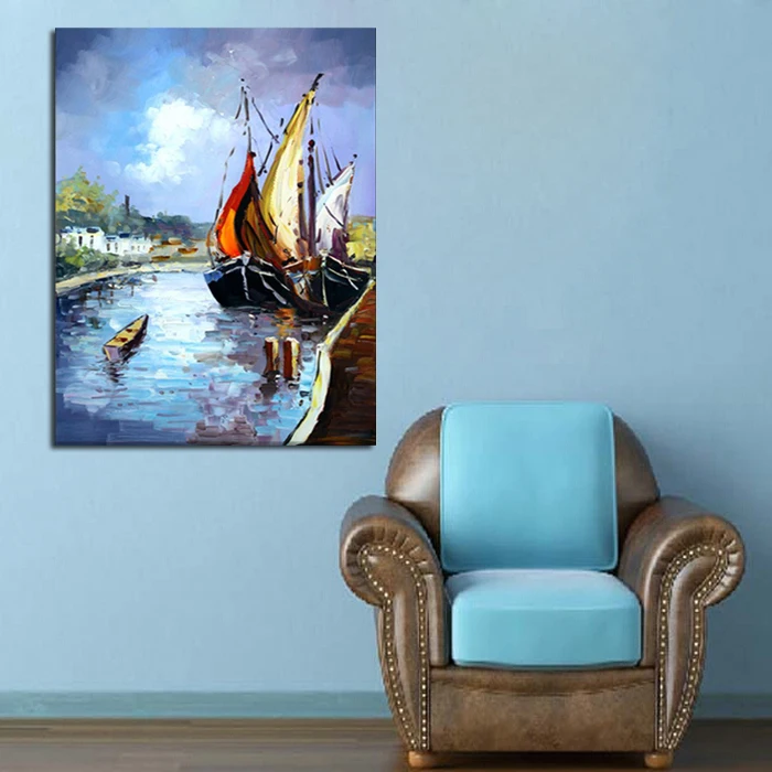 Frameless Sailing Boat Seascape Painting Hand painted Kits Paint High Quality Acrylic Painted Oil For Home Decor | Дом и сад