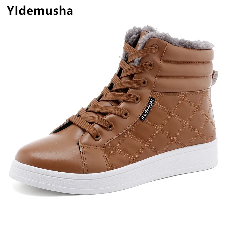 YIdemusha/2018 супер теплые мужские зимние ботильоны из искусственной кожи Мужские