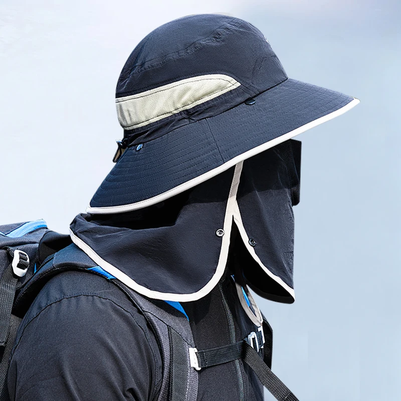 Outdoor UPF 50+ Bucket Hat Summer Men Women Fishing Hiking Breathable Hats Sun UV Protection Face Neck Mask Wide Large Brim hats |