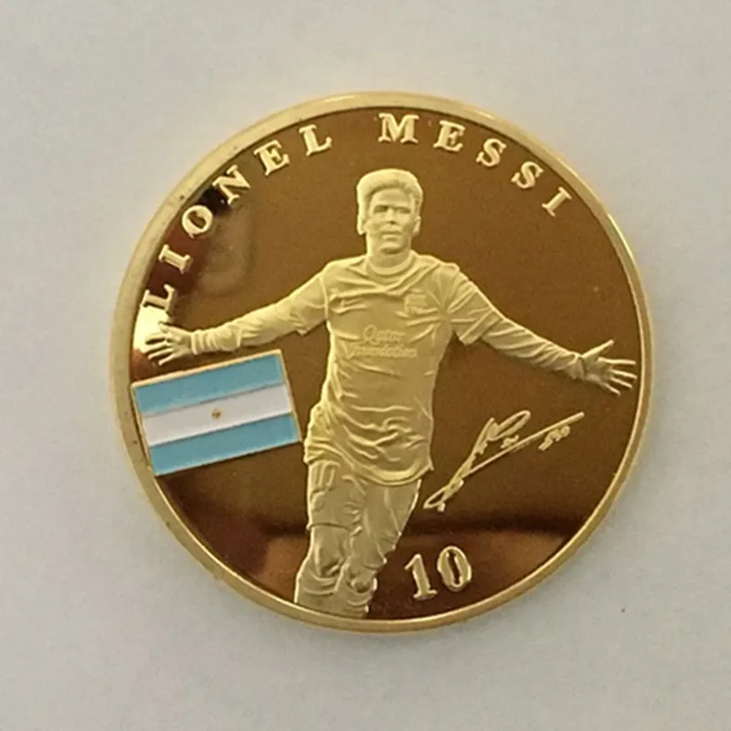 2 шт. новый бренд Messi футбольный игрок Спортивная Тема значок серебро 24K настоящая