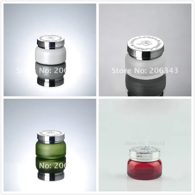 Матовая/зеленая/красная/жемчужная белая стеклянная бутылка 50 г/банка с