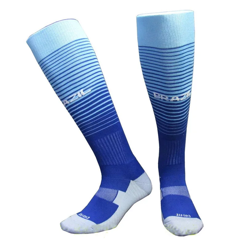 Calcetines de fútbol profesionales para adultos y niños, medias largas hasta la rodilla, de entrenamiento, cálidos, para deportes y esquí, Brasil