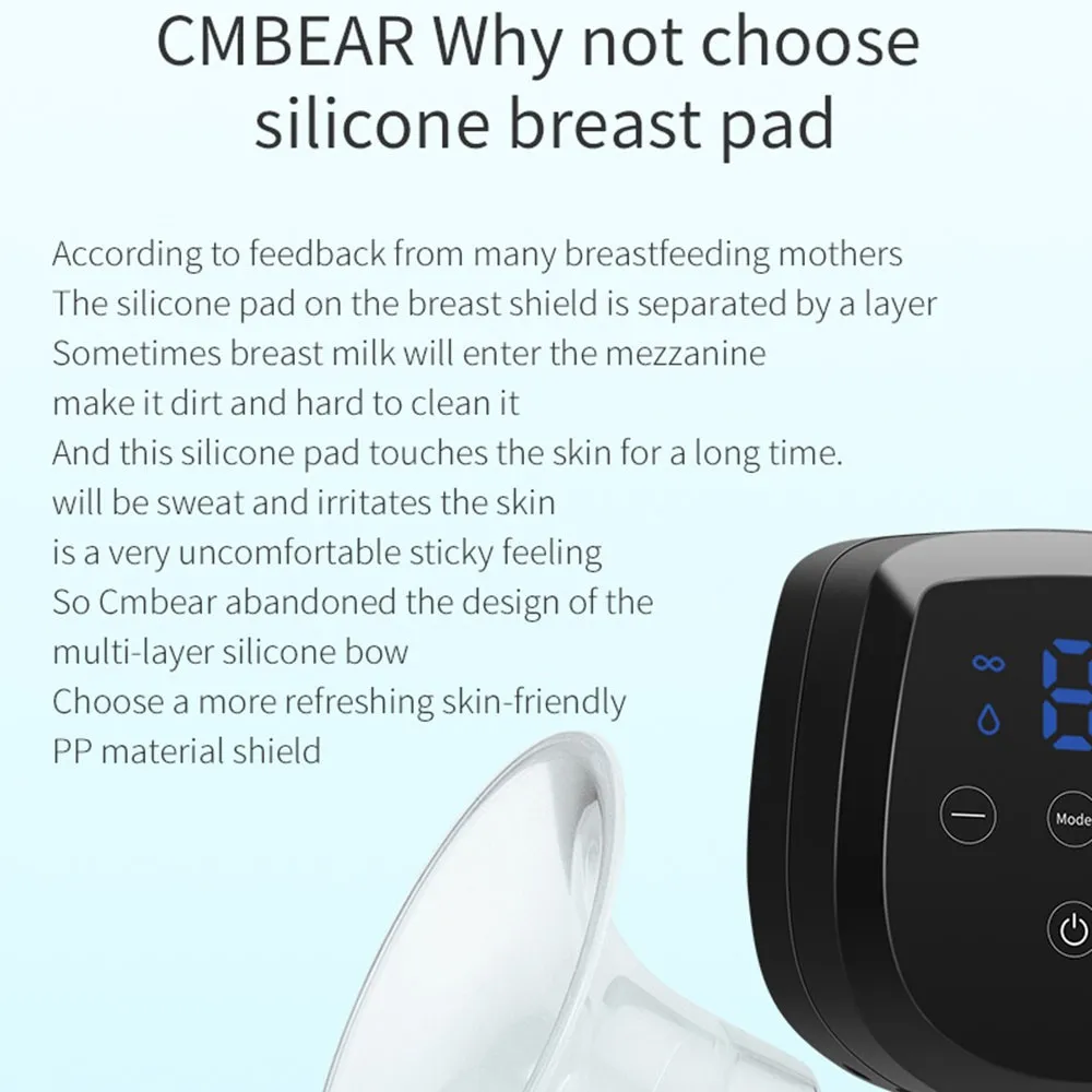 CMbear Электрический молокоотсос с ЖК-дисплеем, удобный USB мощный молокоотсос для грудного вскармливания