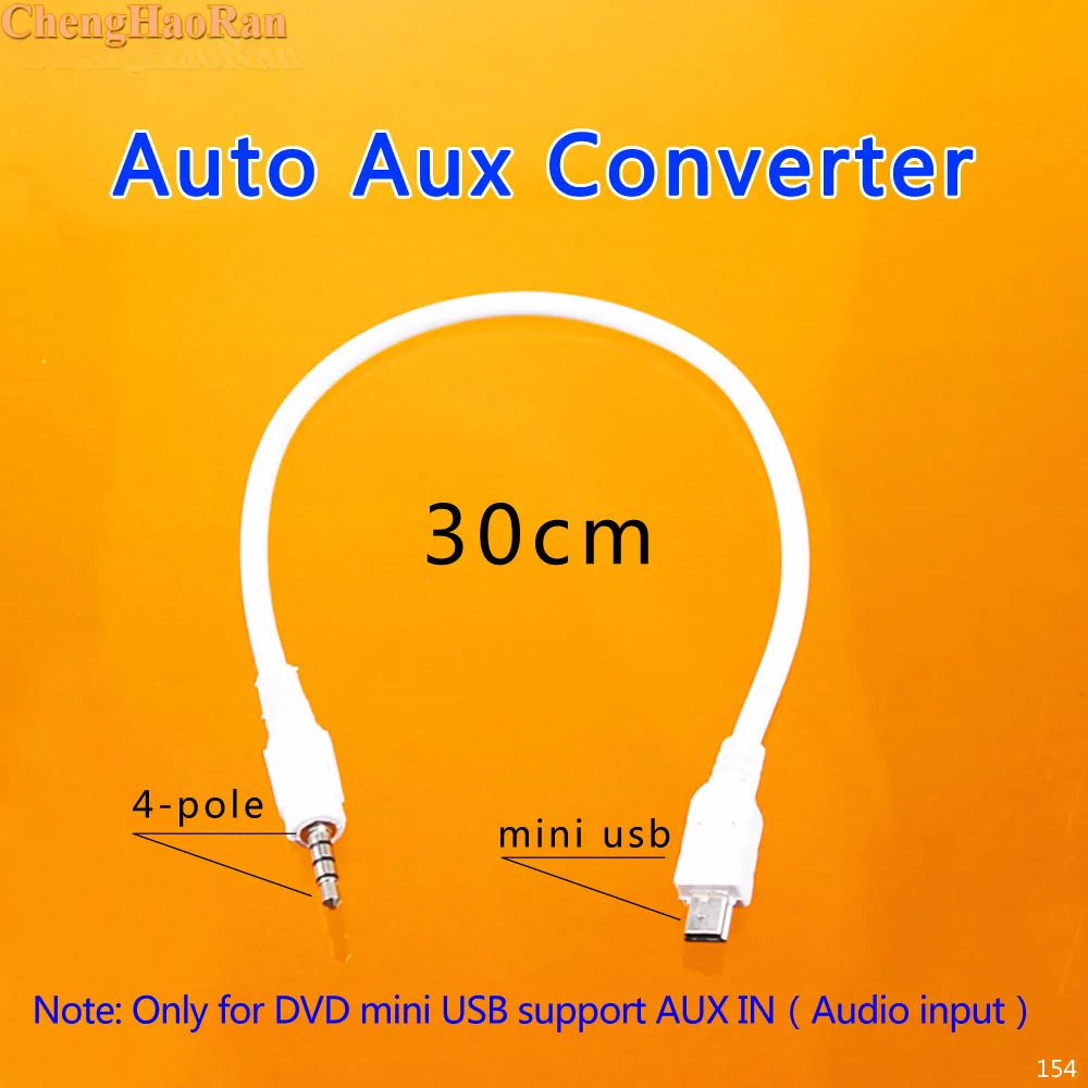 

ChengHaoRan 30cm 1x New White Portable 3.5mm Male Stereo Plug to Mini USB Male Plug Adapter Converter Audio Cable