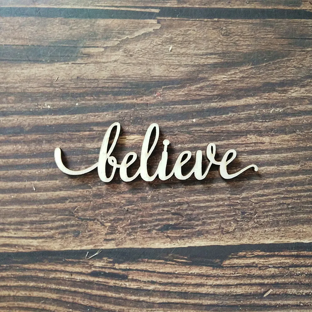 10 шт. лазерная резка Поверьте Charlie Script деревянная вывеска Декор для дома комнаты