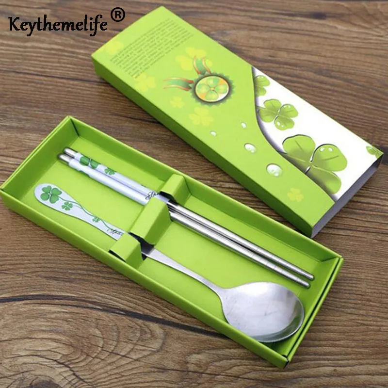 Keythemelife набор столовых приборов из нержавеющей стали 2 в 1 Путешествия 5 цветов