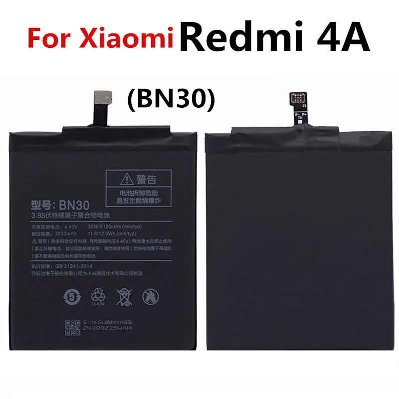 For Xiaomi BN30 Battery for Redmi 4A Redrice Hongmi Replacement Authentic High Capacity Bateria 3120mAh | Мобильные телефоны и