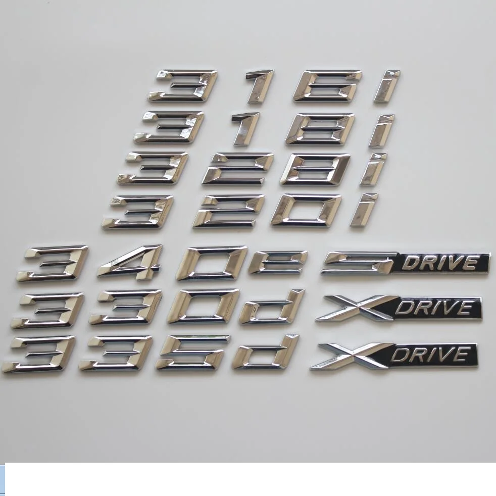 Хромированные буквы Эмблема багажника Значки для BMW F30 F35 F80 F31 320i 330i 340i 318i 316i 328i 335i