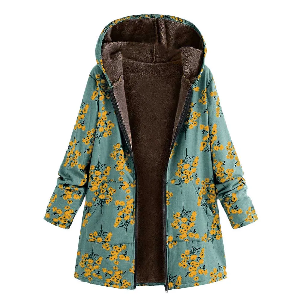 Plus Size 5XL Winter Jacket Long Coat Women Fashion Ukraine Floral Print Hooded Woman Velvet Jackets Parka Womens Outwear Coats | Женская