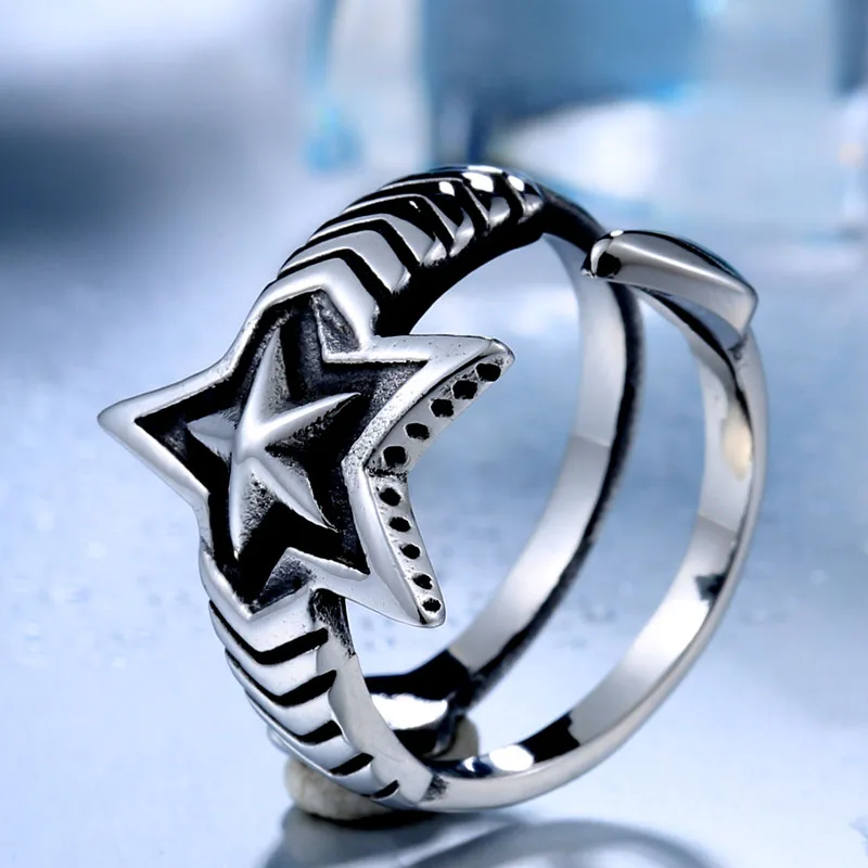 Beier stainless steel Fashion Mcllroy adjustable Five pointed star ring for man open Jewelry BR8 443|ring for|star ringrings men |