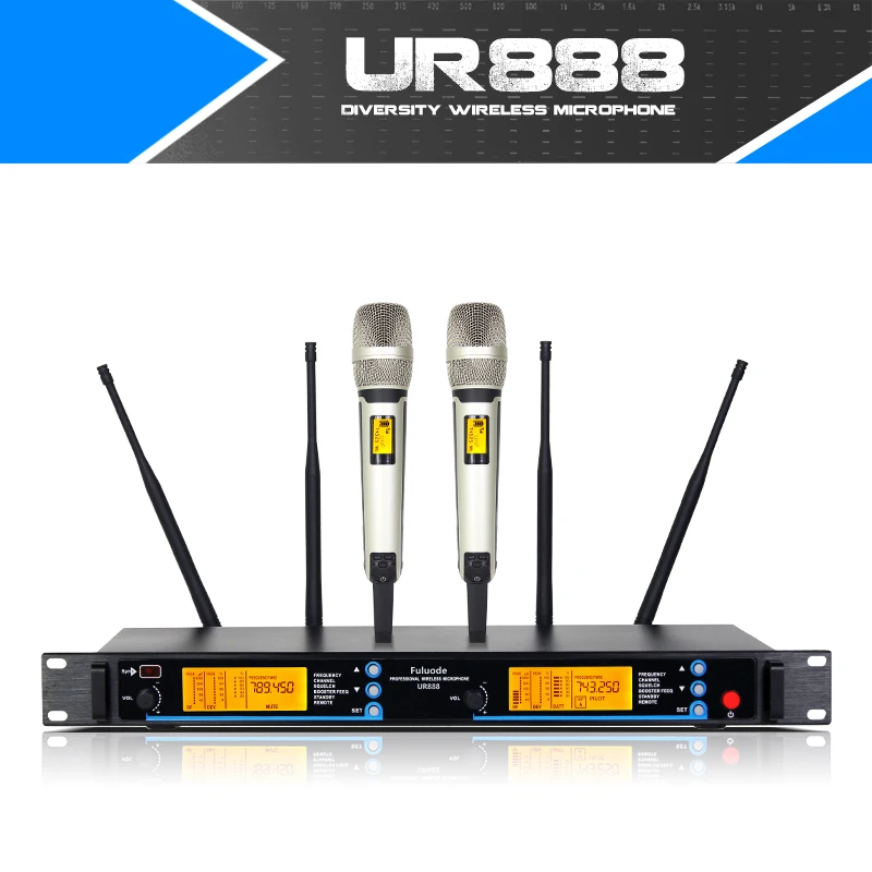 Профессиональный беспроводной микрофон ручной телефон двухканальный True UHF