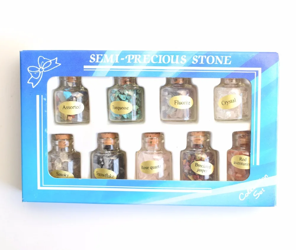 9 бутылок небольшие Натуральные полудрагоценные камни кристалл
