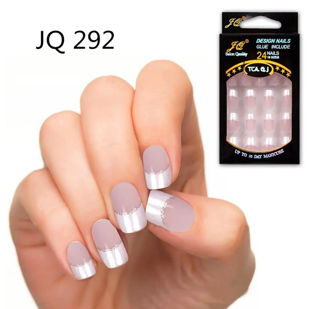 24Pcs/1Set Healthy-looking Fake False Nails Natural French Acrylic Nail Art Design Tips | Красота и здоровье
