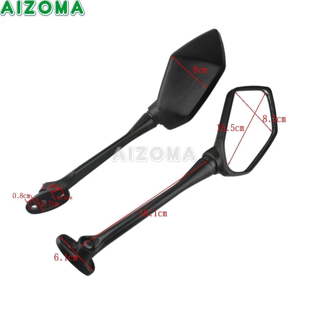 Motorcycles Black Left&ampRight Side Rearview Mirrors Street Bike Long Stem Rear View Mirror for Honda CBR250 CB1300S 2003-2012 |