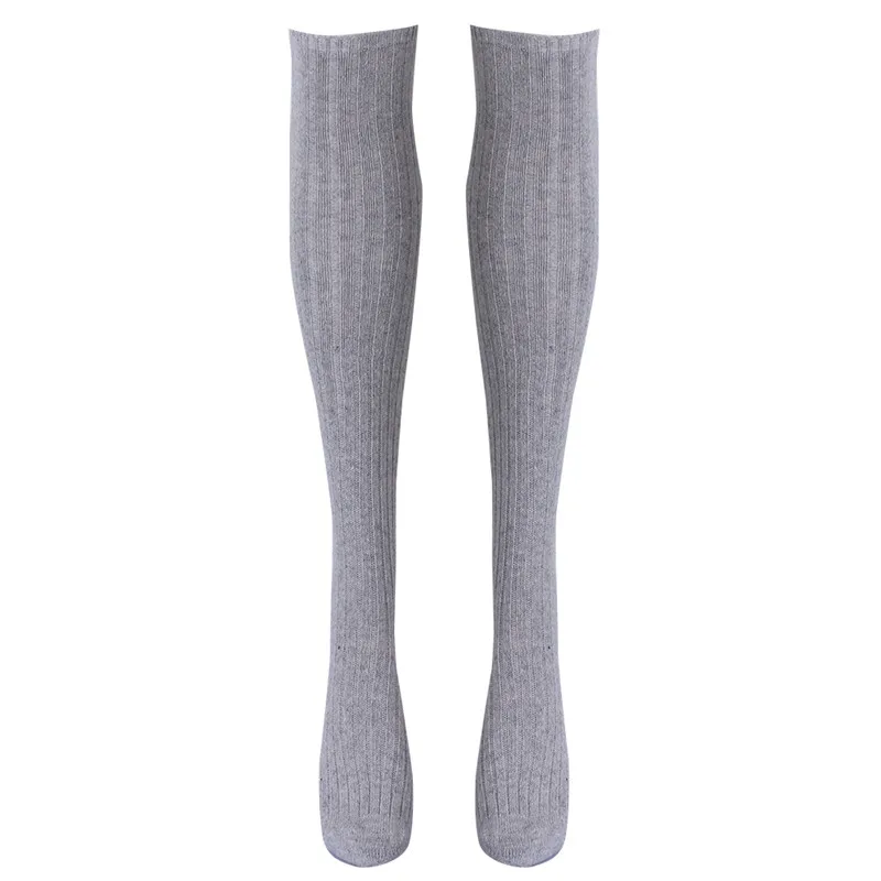 4 Light Grey Чулки, 7 цветов, модные женские чулки, сексуальные теплые Гольфы выше колена, Длинные хлопковые чулки для девушек и женщин - Цвет: 4 Light Grey