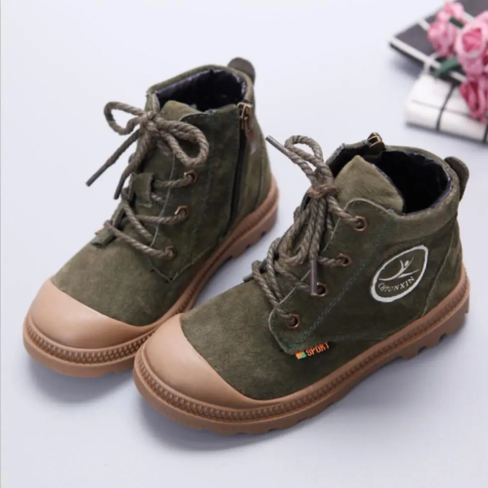 Koovan/детская обувь 2017 г. Весенние новые детские кожаные ботинки Мартенс для