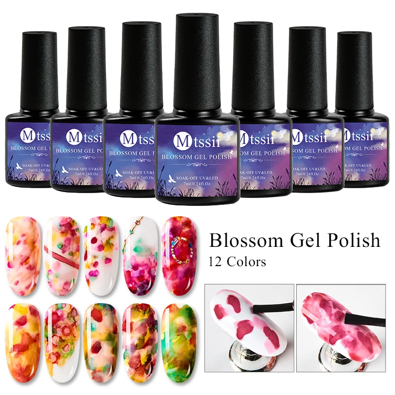 Гель лак Mtssii Blossom для ногтей Прозрачный цветочный эффект УФ 7 мл|Гель ногтей| |