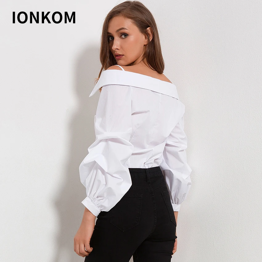 IONKOM женская элегантная блузка на тонких бретельках с вырезом в горошек