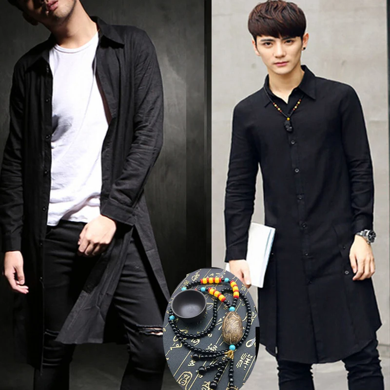 Мужская одежда знаменитостей авангардного дизайна хлопковая рубашка с длинным