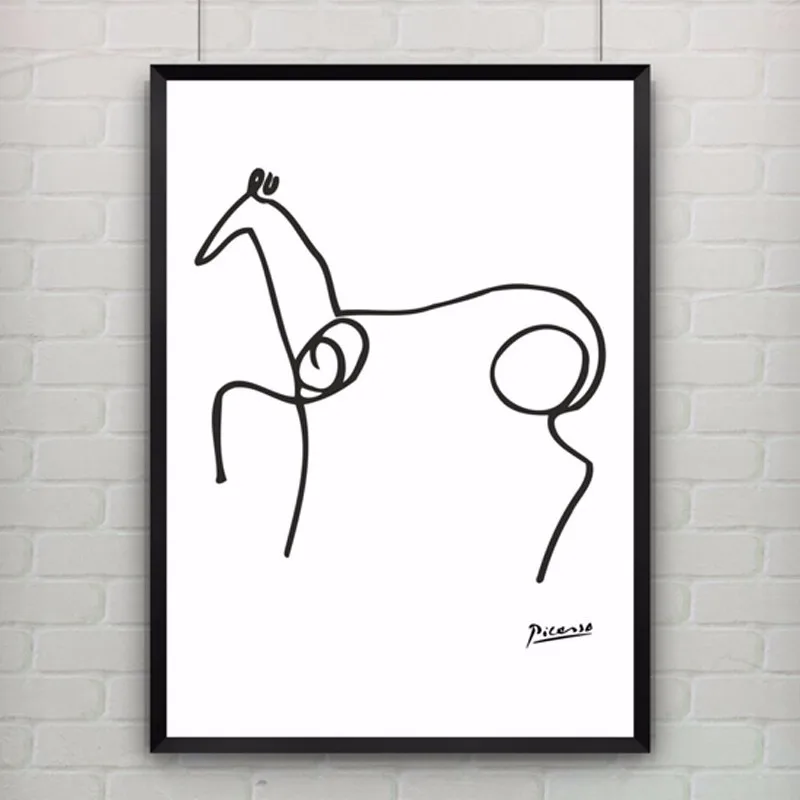 Скандинавское украшение Минималистичная линия Пикассо животные лошадь птицы