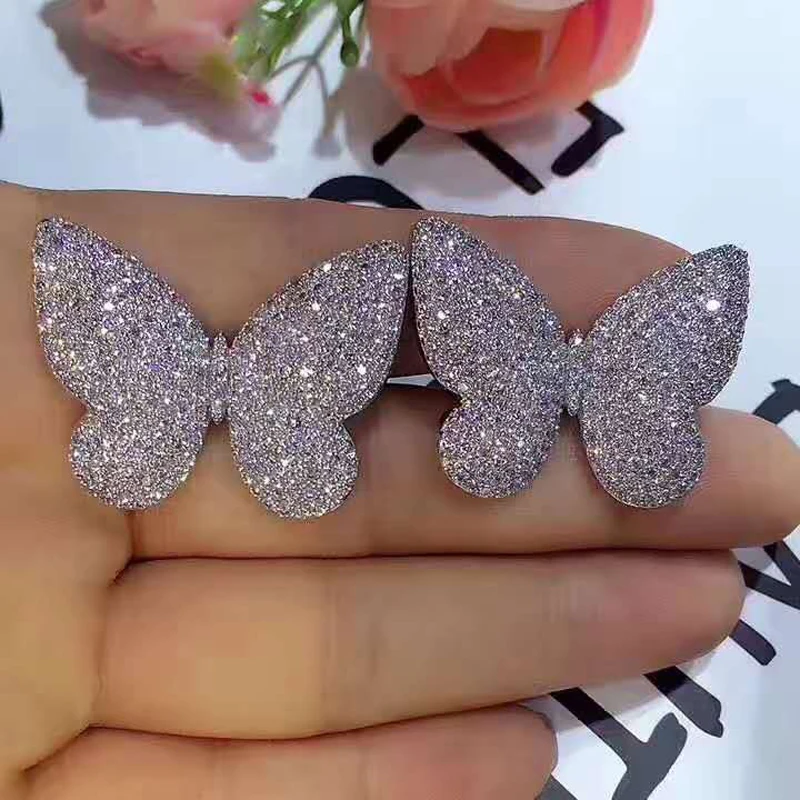 Новые красивые обручальные кольца HIBRIDE с фианитом и бабочкой микрозакрепкой