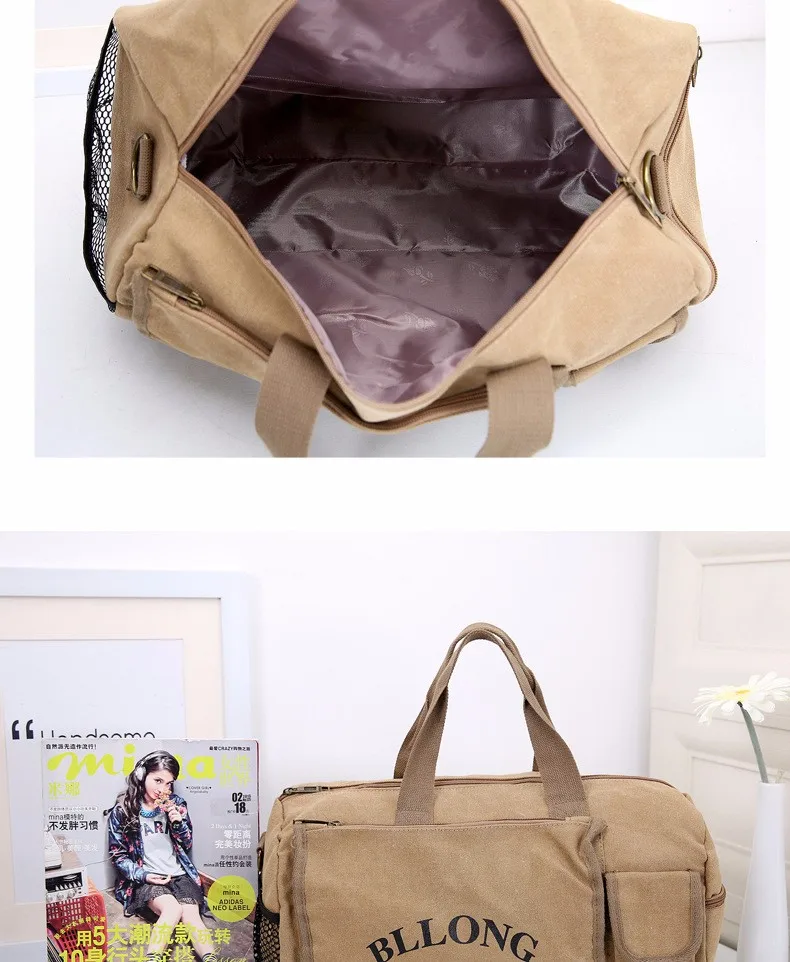 Парусиновая спортивная сумка на одно плечо дорожная водонепроницаемая для