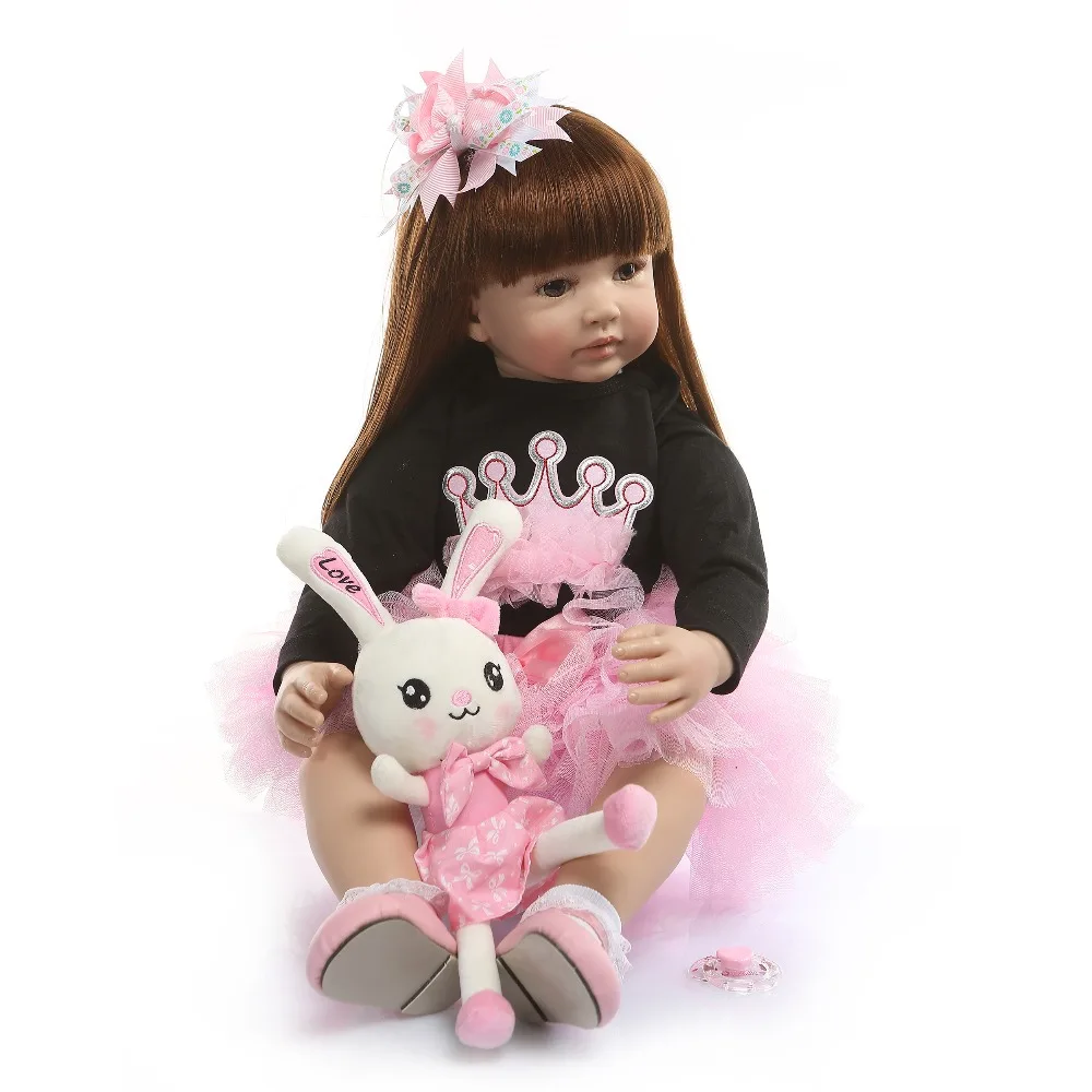 

60cm Silicone Reborn Toddler Toy 24" Lifelike Vinyl Princess Girl reborn baby doll lol gift High Quality bonecas reborn