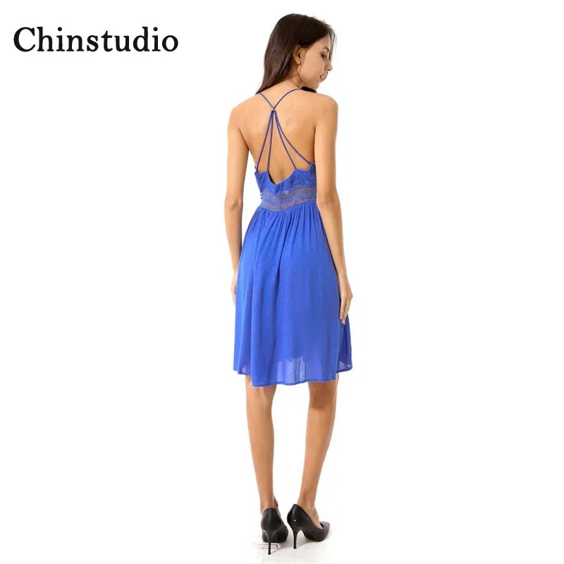 Vestidos mujer Настоящее Новое Chinstudio 2018 слинг выдалбливают спинки шить платье женские