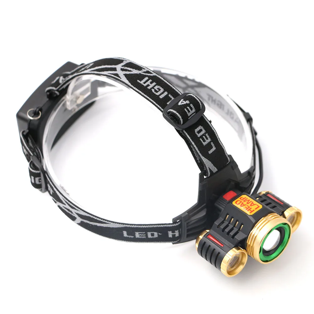 Headlight 1*T6+2*R2 LED Head Lamp Zoomable Headlamp Lintern Torch Biking Fishing for 18650 Battery+Charger+Car Charger | Лампы и
