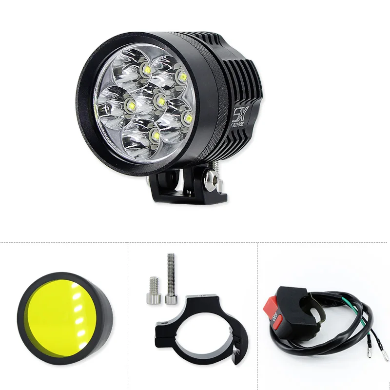 1 x headlight SAARMAT двухцветный белый желтый мотоциклетный головной светильник светодиодный с чипом Cree DRL противотуманный светильник s фара для скутера светодиодный Мотоцикл ATV светильник - Цвет: 1 x headlight