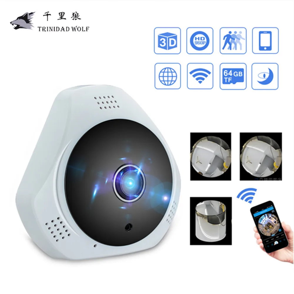360 P 3D VR Wi-Fi камера 960 градусов панорамная ip-камера 1.3MP FIsheye беспроводная Wifi умная